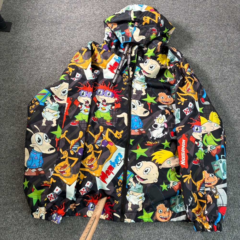 Members Only x Nickelodeon Windbreaker XL Rugrats Hey Arnold All Over Print